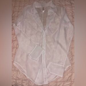 Dreamgirl White Sheer Button-Up Blouse